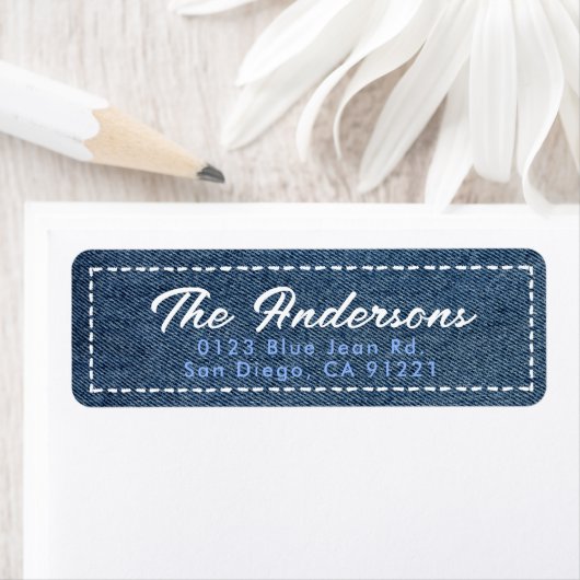 Navy Blue Jean Minimal Return Address Etiket (Insitu)