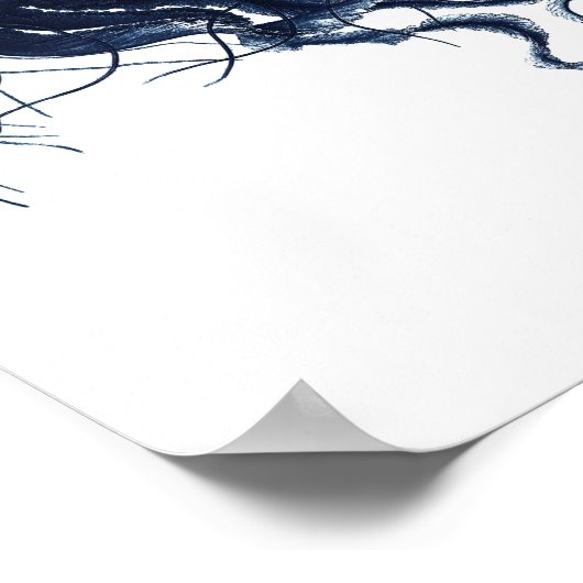 Navy Blue Jellyfish kustdecor Poster (Hoek)