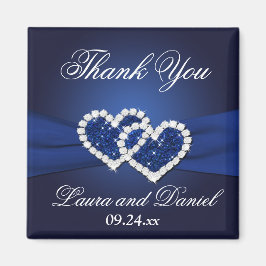 Navy Blue Joined Hearts Bruiloft Favor Magnet