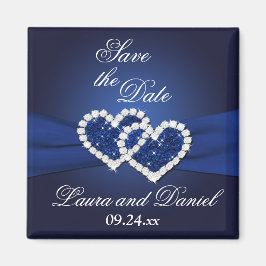 Navy Blue Joined Hearts Save the Date Magnet
