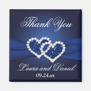 Navy Blue Joined Hearts Wedding Favor Magnet