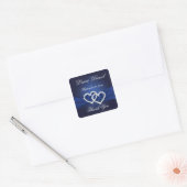 Navy Blue Joined Hearts Wedding Favor Sticker (Envelop)