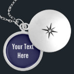 Navy Blue Jouw tekst Here Custom Locket Ketting<br><div class="desc">Dit product is eenvoudig aan te passen — verander alleen de tekst onder de sectie 'Personalize it' hierboven. Meer aanpassingsopties zoals lettertypestijlen,  kleuren en andere bewerkingsopties zijn beschikbaar wanneer u op de knop "Aanpassen" hierboven klikt.</div>