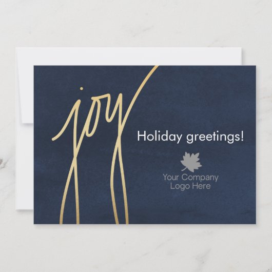 Navy Blue Joy Holiday Corporate Logo, gedrukt Feestdagenkaart (Voorkant)
