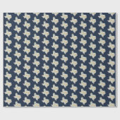 Navy Blue Joy Holiday Leaves Texas Shape Cadeaupapier (Vlak)