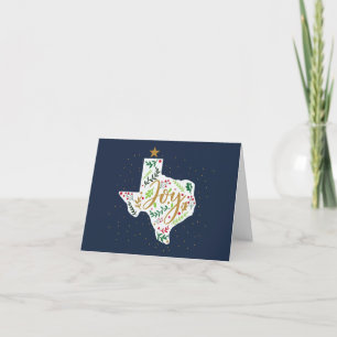 Navy Blue Joy Holiday Leaves Texas Shape Foto Feestdagen Kaart