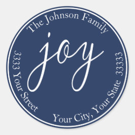 Navy Blue Joy-kerstretournering Ronde Sticker