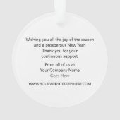Navy Blue JOY Krans Happy Holidays Logo Promo Ornament (achterkant)