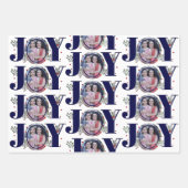 Navy blue Joy met kerstfeestfoto's Inpakpapier Vel (Voorkant 3)