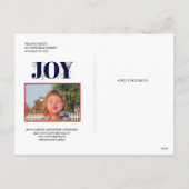 Navy blue Joy met kerstfoto met bessen Feestdagenkaart (Achterkant)