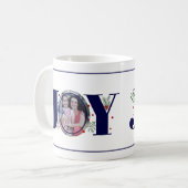 Navy blue Joy met kerstfoto met bessen Koffiemok (Voorkant links)