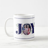 Navy blue Joy met kerstfoto met bessen Koffiemok (Links)