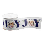 Navy blue Joy met kerstfoto met bessen Satijnen Lint (Spoel)