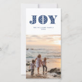 Navy Blue Joy Zweedse Dala Paard Vakantie Fotokaar Feestdagenkaart (Voorkant)