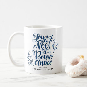 Navy Blue Joyeux Noël en Bonne Année Kalligrafie Koffiemok