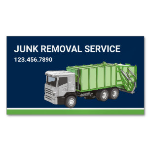Navy Blue Junk Removal Service Garbage Truck Magnetisch Visitekaartje