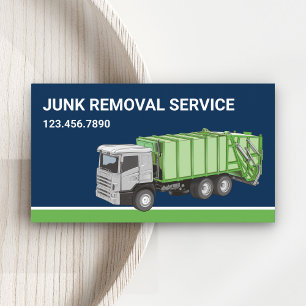Navy Blue Junk Removal Service Garbage Truck Visitekaartje
