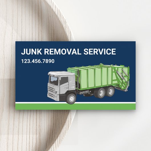 Navy Blue Junk Removal Service Vuilniswagen Visitekaartje