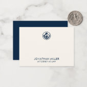 Navy Blue Juridische embleem Note Kaart Notitiekaartje (Voorkant / Achterkant in situ)