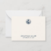 Navy Blue Juridische embleem Note Kaart Notitiekaartje (Voorkant)