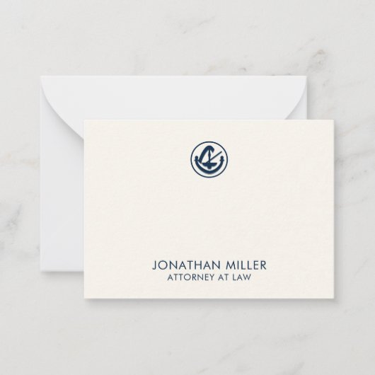 Navy Blue Juridische embleem Note Kaart Notitiekaartje (Voorkant)