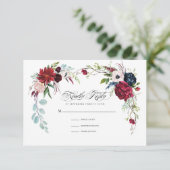 Navy blue | Kaart van Bourgogne Floral Wedding RSV (Staand voorkant)