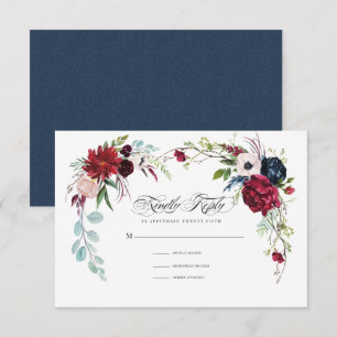 Navy blue   Kaart van Bourgogne Floral Wedding RSV