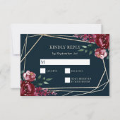 Navy blue | Kaart van Bourgogne Floral Wedding RSV (Voorkant)