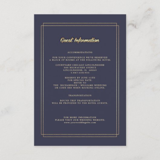 Navy blue | Kaarten voor gouden bruiloft (Voorkant)