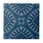 Navy Blue Kaleidoscoop Mozaïek Geometrisch Patroon Tegeltje (Voorkant)