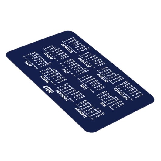 Navy Blue Kalender 2017 Grote Flexibele Magneten (Rechterzijde)