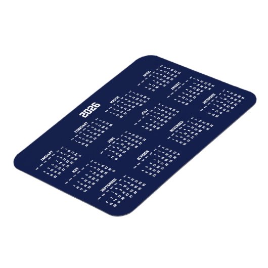 Navy Blue Kalender 2026 Flexibele Magneet (Linkerzijde)