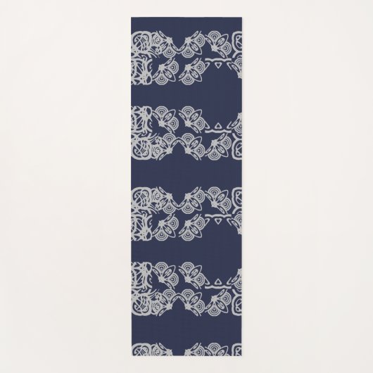 Navy Blue Kalmerend Patroon Yoga Mat (Voorkant)