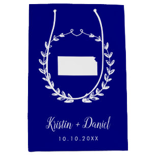 Navy Blue Kansas Map Wedding Welcome Swag Medium Cadeauzakje