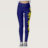 Navy Blue Kansas State Flower Sunflower Leggings (Voorkant)