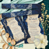 Navy Blue  Kant Elegante Romantische Huwelijk Uitnodigingen Wikkel