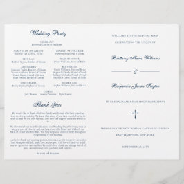 Navy Blue katholieke Wedding Mass Ceremony Program