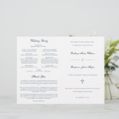 Navy Blue katholieke Wedding Mass Ceremony Program (Staand voorkant)