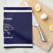 Navy Blue Kayak Monogram Name Lake House Kitchen T Theedoek (Quarter Fold)