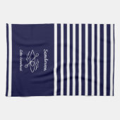 Navy Blue Kayak Monogram Name Lake House Kitchen T Theedoek (Horizontaal)
