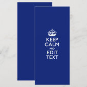 Navy Blue Keep Calm en geef tekst op maat uit (Voorkant / Achterkant)