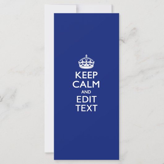 Navy Blue Keep Calm en geef tekst op maat uit (Voorkant)