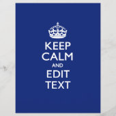 Navy Blue Keep Calm en geef tekst op maat uit Flyer (Voorkant)