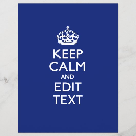 Navy Blue Keep Calm en geef tekst op maat uit Flyer (Voorkant)