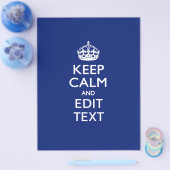 Navy Blue Keep Calm en geef tekst op maat uit Flyer (Enkel)
