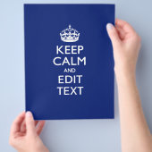 Navy Blue Keep Calm en geef tekst op maat uit Flyer (Hand)