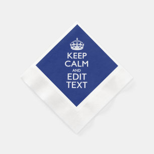 Navy Blue Keep Calm en geef tekst op maat uit Servetten