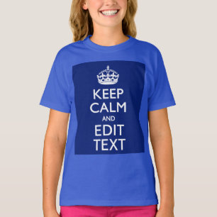 Navy Blue Keep Calm en geef tekst op maat uit T-shirt