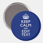 Navy Blue Keep Calm En Heb Je Tekst Magneet (Voorkant / Achterkant)