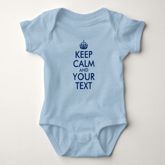 Navy Blue Keep Calm en Jouw tekst Romper (Voorkant)